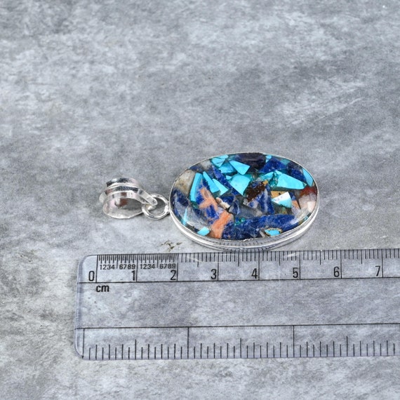 Multi Copper Turquoise Pendant 925 Sterling Silver Pendant Copper