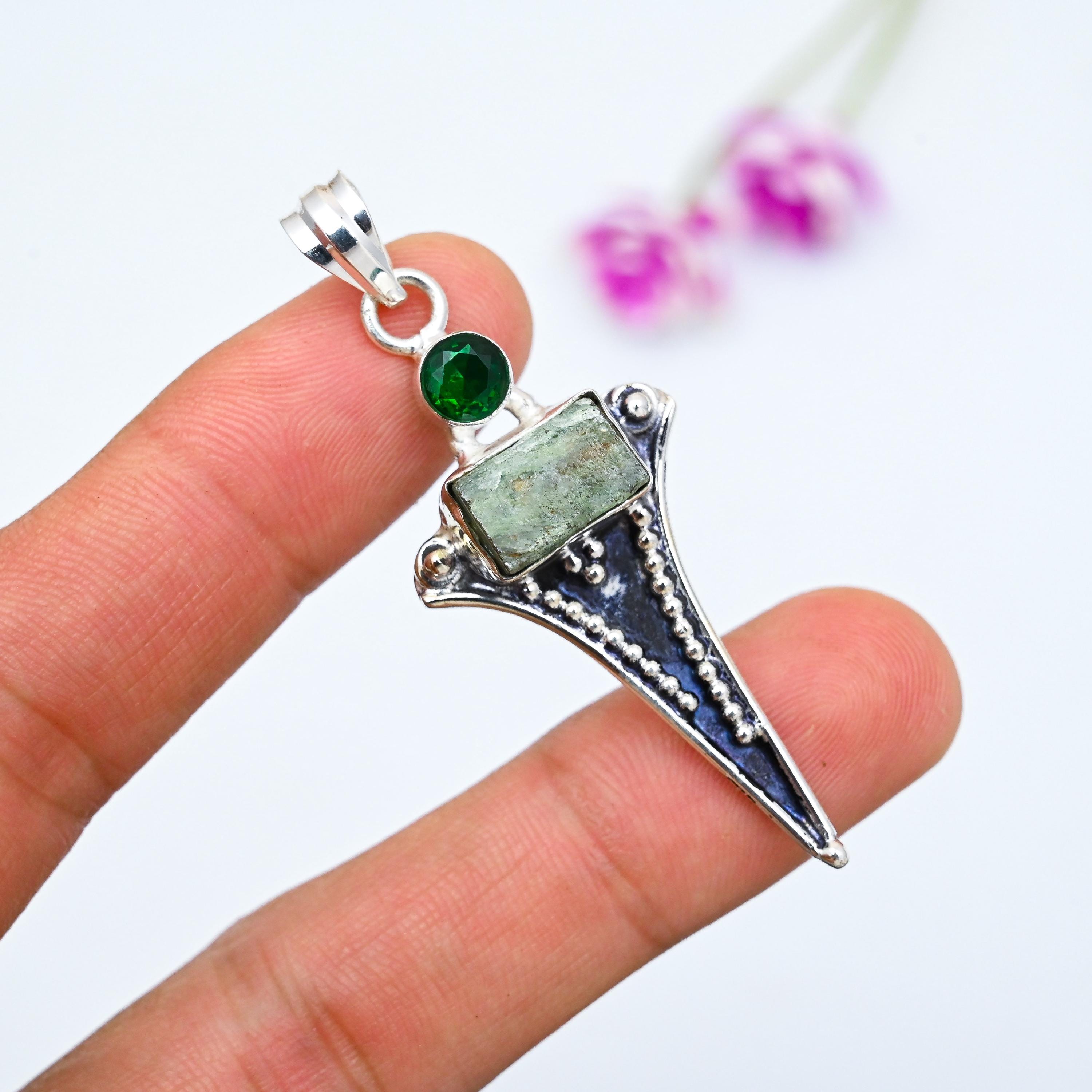 Raw Peridot Pendant 925 Sterling Silver Pendant Peridot