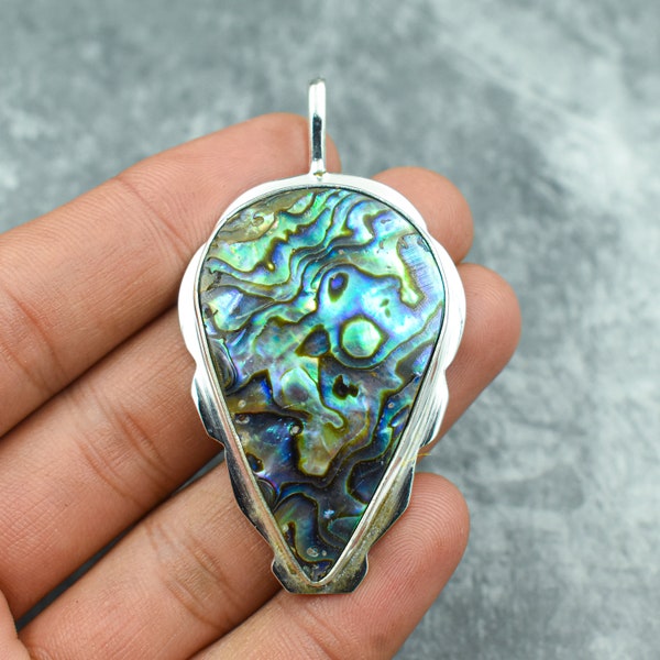 Abalone Muschel Anhänger 925 Sterling Silber Anhänger Abalone Muschel Edelstein Anhänger Handmade Silber Abalone Muschel Schmuck Geschenk für ihre Mutter