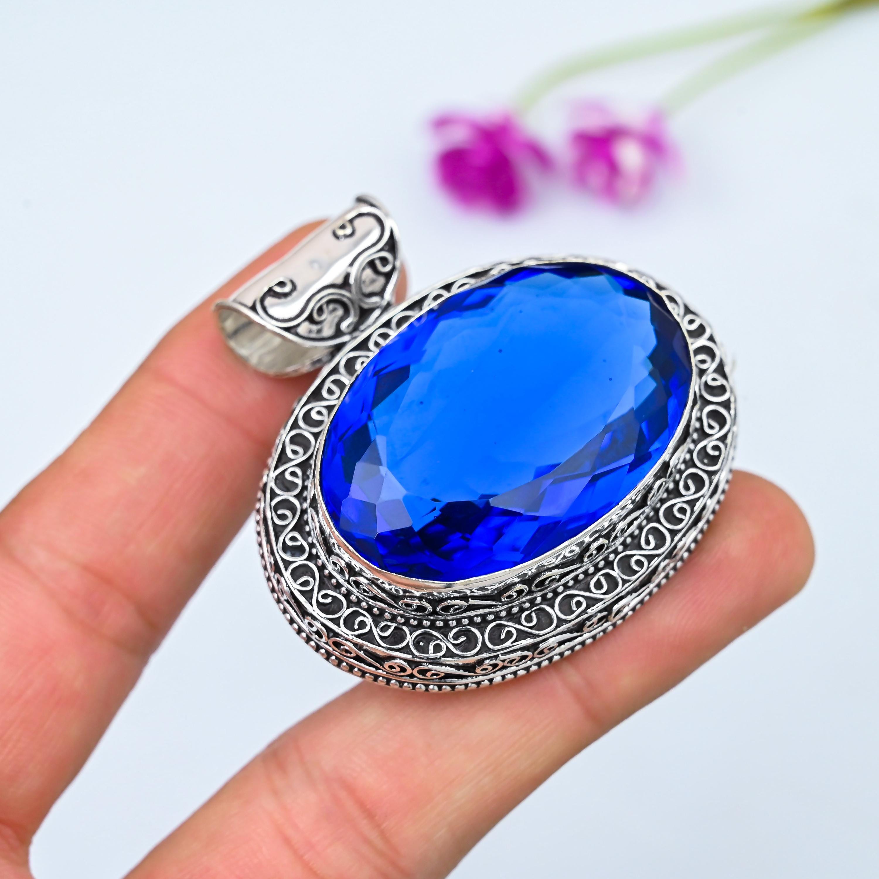 ブルーサファイアペンダント 925スターリングシルバーペンダント