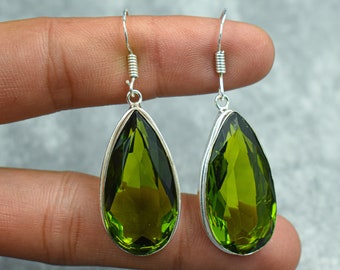 Peridot oorbellen 925 sterling zilveren oorbellen Peridot edelsteen oorbellen sieraden handgemaakte oorbellen Peridot sieraden cadeau voor haar moeder