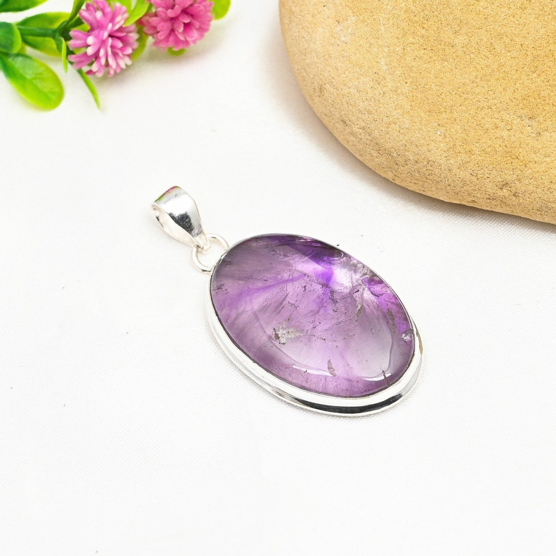 Amethyst Pendant 925 Sterling Silver Pendant Necklace Amethyst Gemstone Pendant Handmade Pendant
