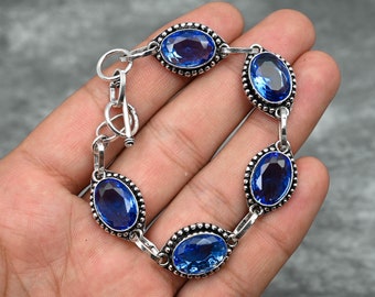 Iolith Armband 925 Sterling Silber Armband handgemachtes Armband Silber Schmuck Iolith Edelstein Armband Weihnachtsgeschenk für sie Iolith Schmuck