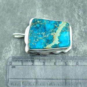 Colgante de jasper de sedimento marino azul, colgante de plata de ley 925, colgante de piedra preciosa de sedimento marino, regalo de joyería de sedimento marino de plata hecho a mano para ella imagen 7
