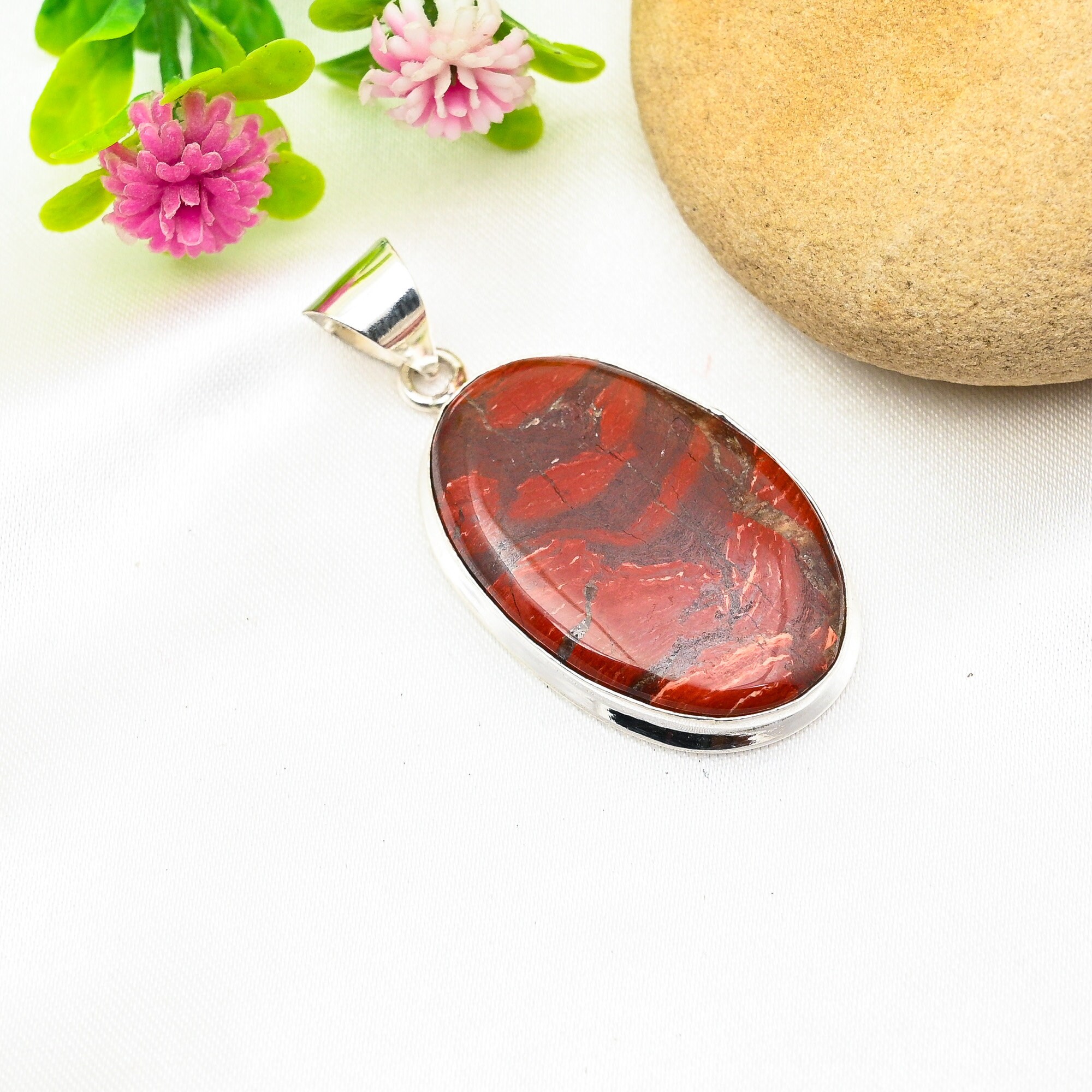 Red River Jasper Pendant 925 Sterling Silver Pendant Red Jasper