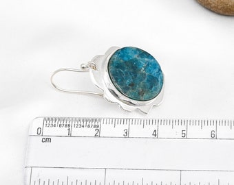 Neon Blue Apatite Earrings 925 Sterling Silver Earrings Apatite