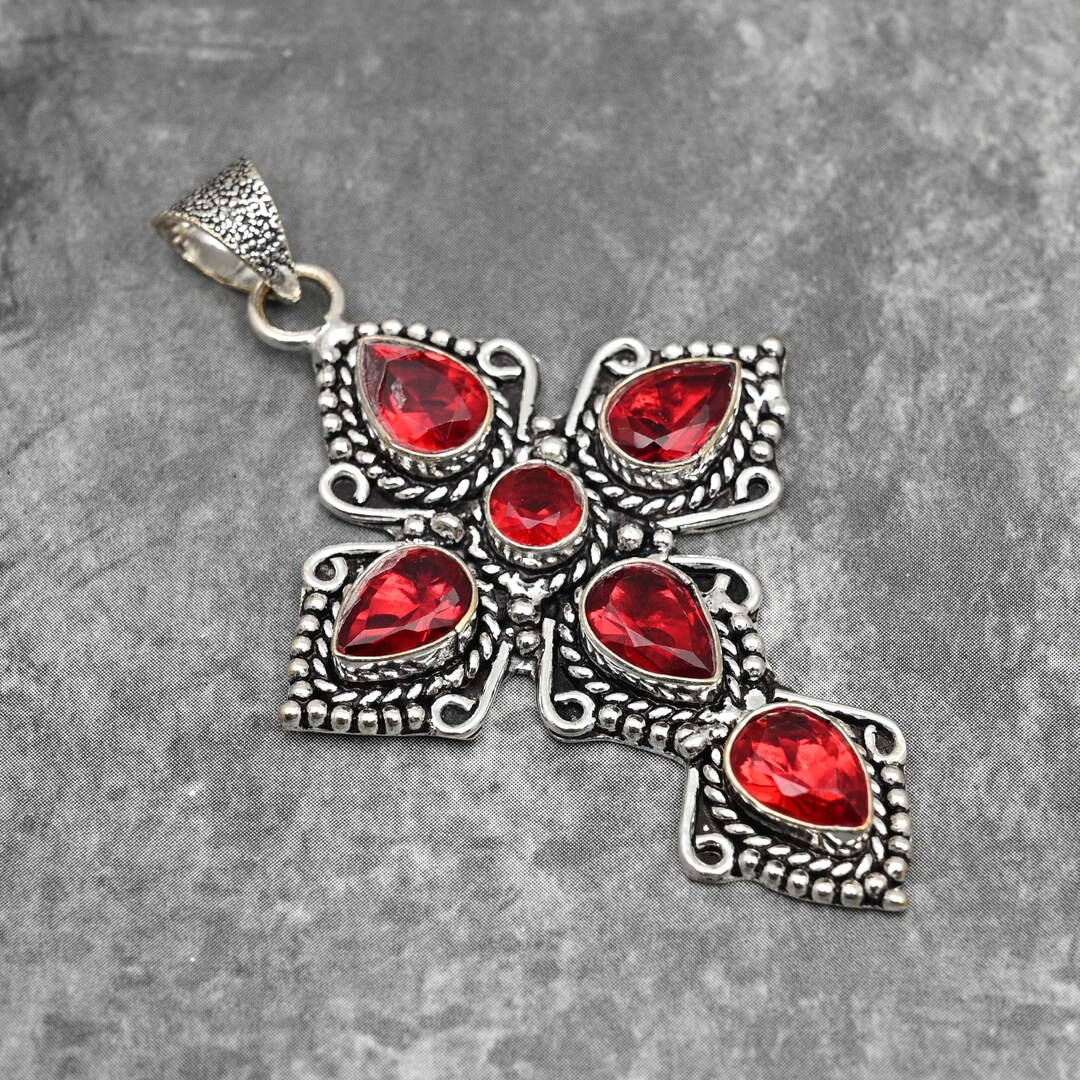 Garnet Pendant 925 Sterling Silver Pendant Garnet Gemstone