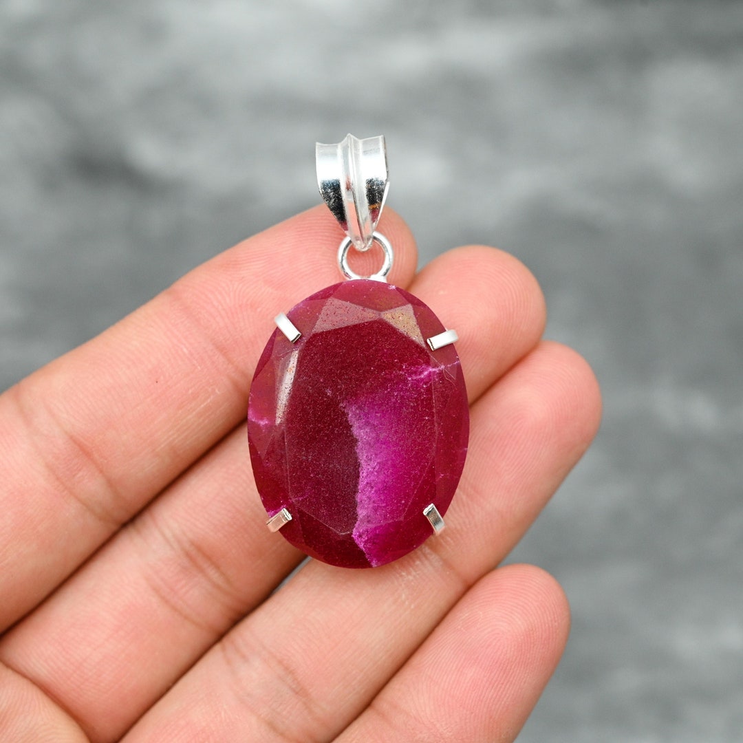 Buy Kashmir Red Ruby Pendant 925 Sterling Silver Pendant