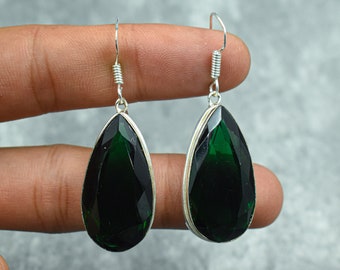 Green Tourmaline Earrings 925 Sterling Silver Earrings Green Tourmaline Gemstone Earrings Jewelry Handmade Tourmaline Jewelry Gift For Her