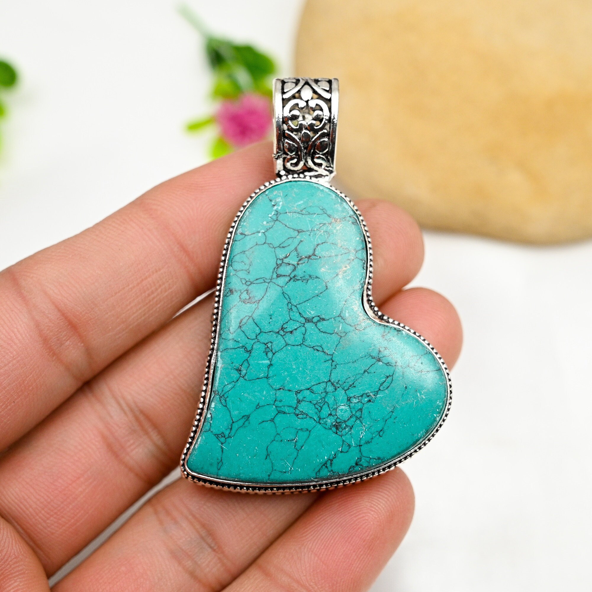 Turquoise Pendant 925 Sterling Silver Pendant Turquoise Gemstone