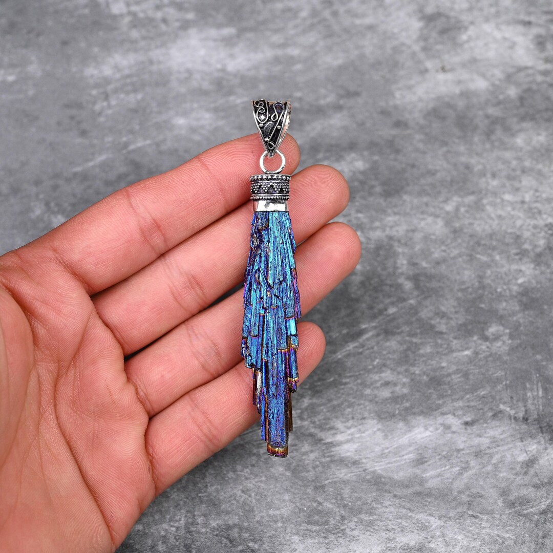 Titanium Druzy Pendant 925 Sterling Silver Pendant Titanium Druzy