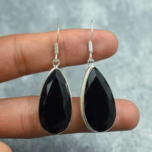 Black Onyx Earrings 925 Sterling Silver Earrings Black Onyx Gemstone Earrings Jewelry Handmade Earrings Black Onyx Jewelry Gift For Her