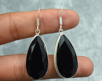 Black Onyx Earrings 925 Sterling Silver Earrings Black Onyx Gemstone Earrings Jewelry Handmade Earrings Black Onyx Jewelry Gift For Her