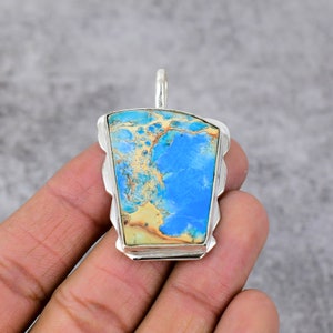 Colgante de jasper de sedimento marino azul, colgante de plata de ley 925, colgante de piedra preciosa de sedimento marino, regalo de joyería de sedimento marino de plata hecho a mano para ella imagen 8