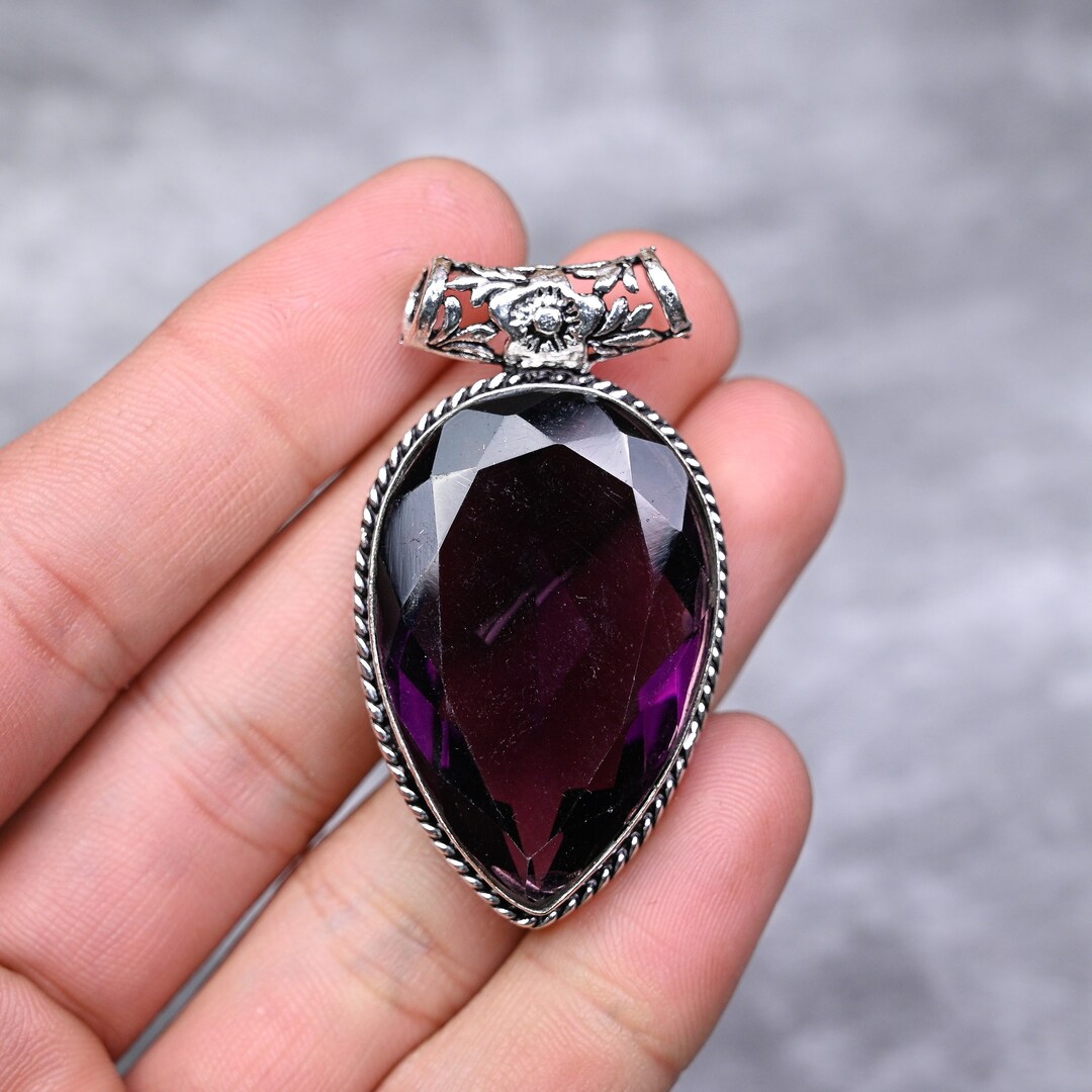 フローラルアメジスト Amethyst Pendant 925 Sterling Silver Pendant Necklace Amethyst