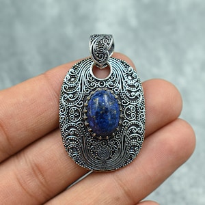 Lapis Lazuli Pendant 925 Sterling Silver Pendant Lapis Lazuli Gemstone Pendant Handmade Silver Jewelry Lapis Lazuli Jewelry Gift For Her