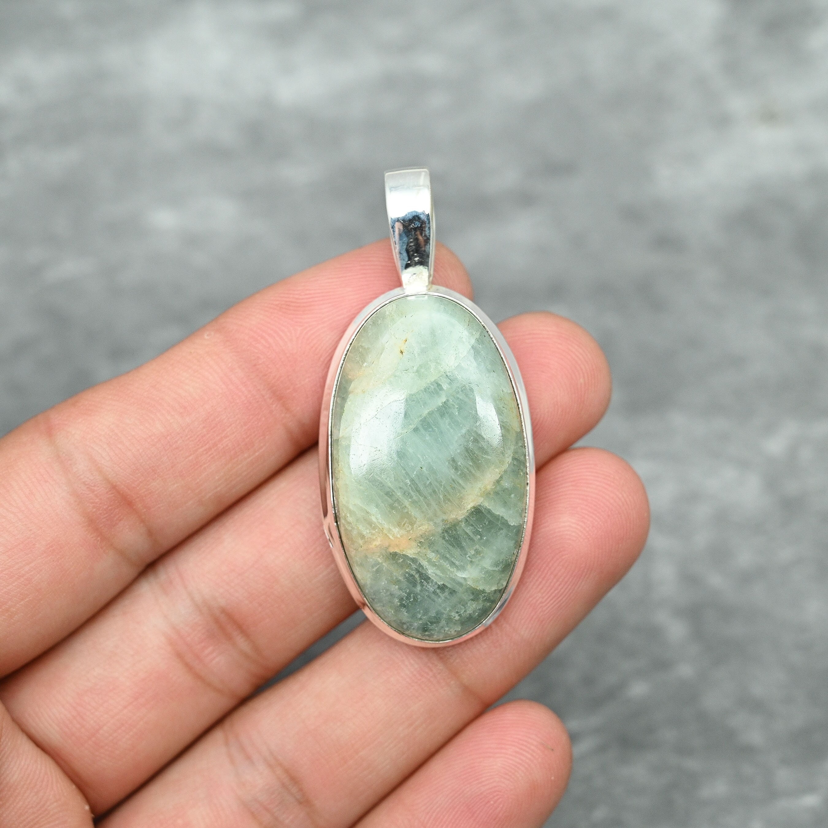 antique Aquamarine Pendant 925 Sterling Silver Heart Pendant Aquamarine