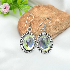 Mystic Topaz Earrings 925 Sterling Silver Earrings Mystic Topaz Gemstone Earrings Handmade Earrings Mystic Topaz Jewelry Christmas Gifts