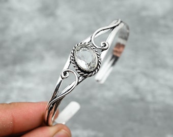 手作りのホワイトトパーズ925スターリングシルバーブレスレット - Etsy 