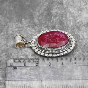 Kashmir Red Ruby Pendant 925 Sterling Silver Pendant Kashmir Red Ruby Gemstone Pendant Handmade Jewelry Ruby Jewelry Christmas Gift For Her image 5