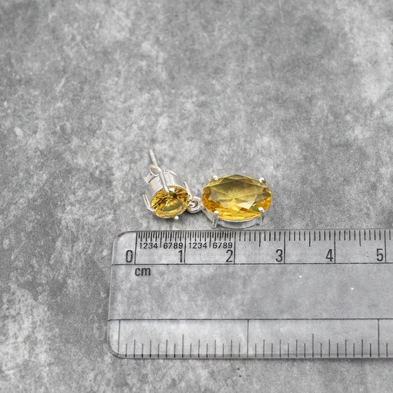 シトリンイヤリング 925スターリングシルバーイヤリング シトリン宝石