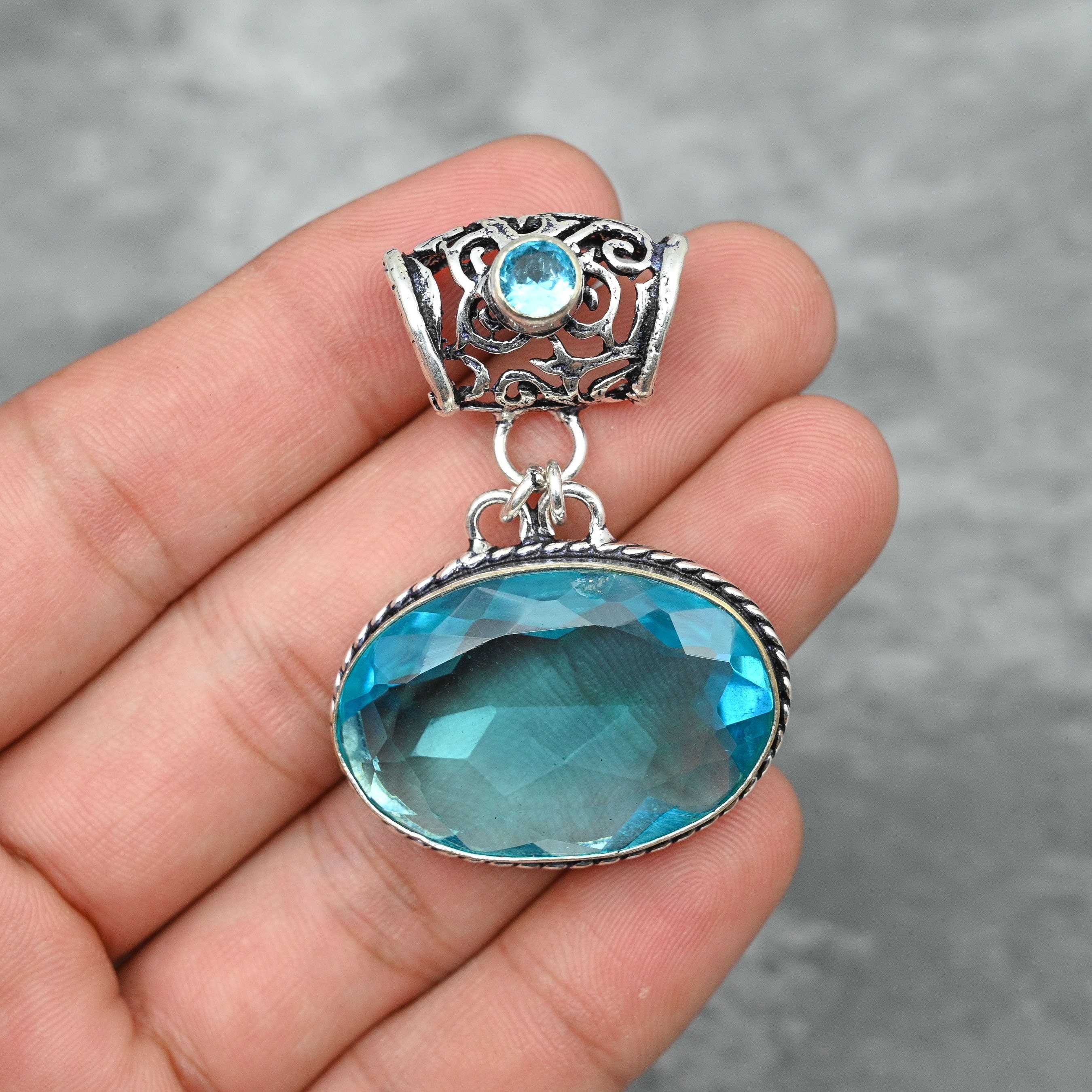 Buy Blue Topaz Pendant 925 Sterling Silver Pendant Jewelry