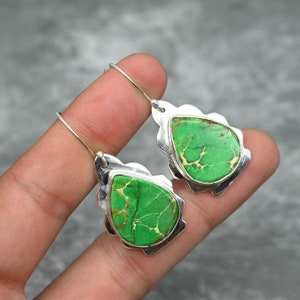Grüne Meeressediment Ohrringe 925 Sterling Silber Ohrringe Meeressediment Edelstein Ohrringe Schmuck Handgemachtes Meeressediment Schmuck Geschenk Für Sie