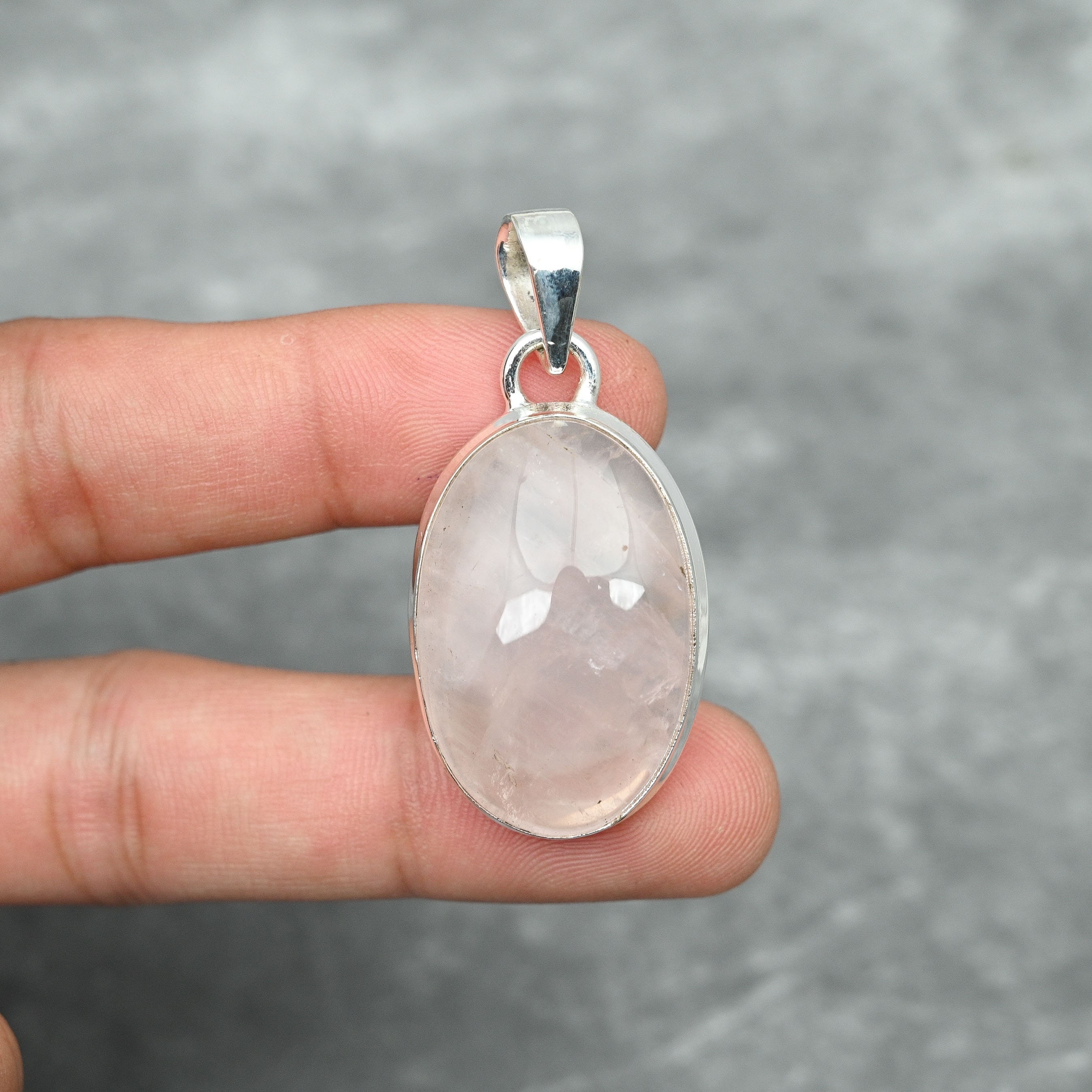 Rose Quartz Pendant 925 Sterling Silver Pendant Rose Quartz