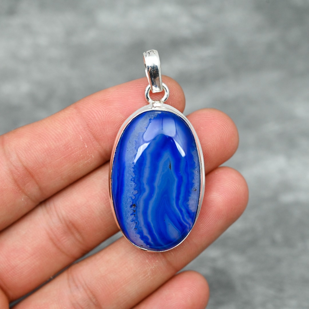 Modeschmuck Luna Schmuck GÃ¼nstig Kaufen Blau Gebändert Achat