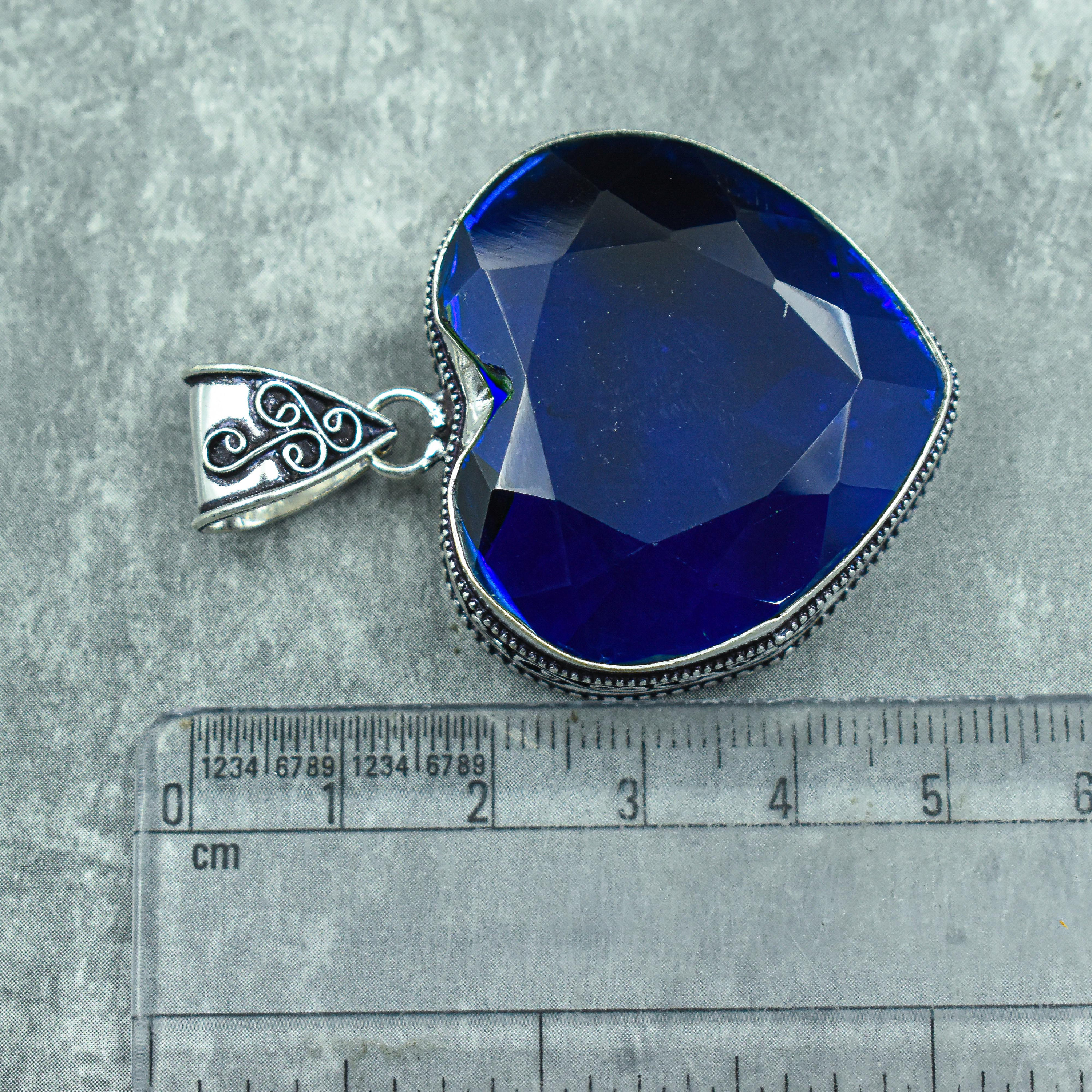 Blauer Saphir Anhänger 925 Sterling Silber Anhänger Blauer