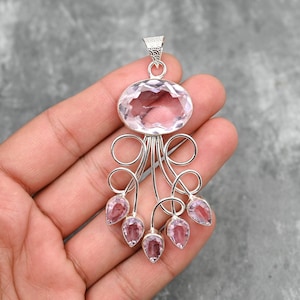 Pink Kunzite Pendant 925 Sterling Silver Pendant Kunzite Gemstone Pendant Handmade Pendant Necklace Kunzite Jewelry Gift For Her Mother