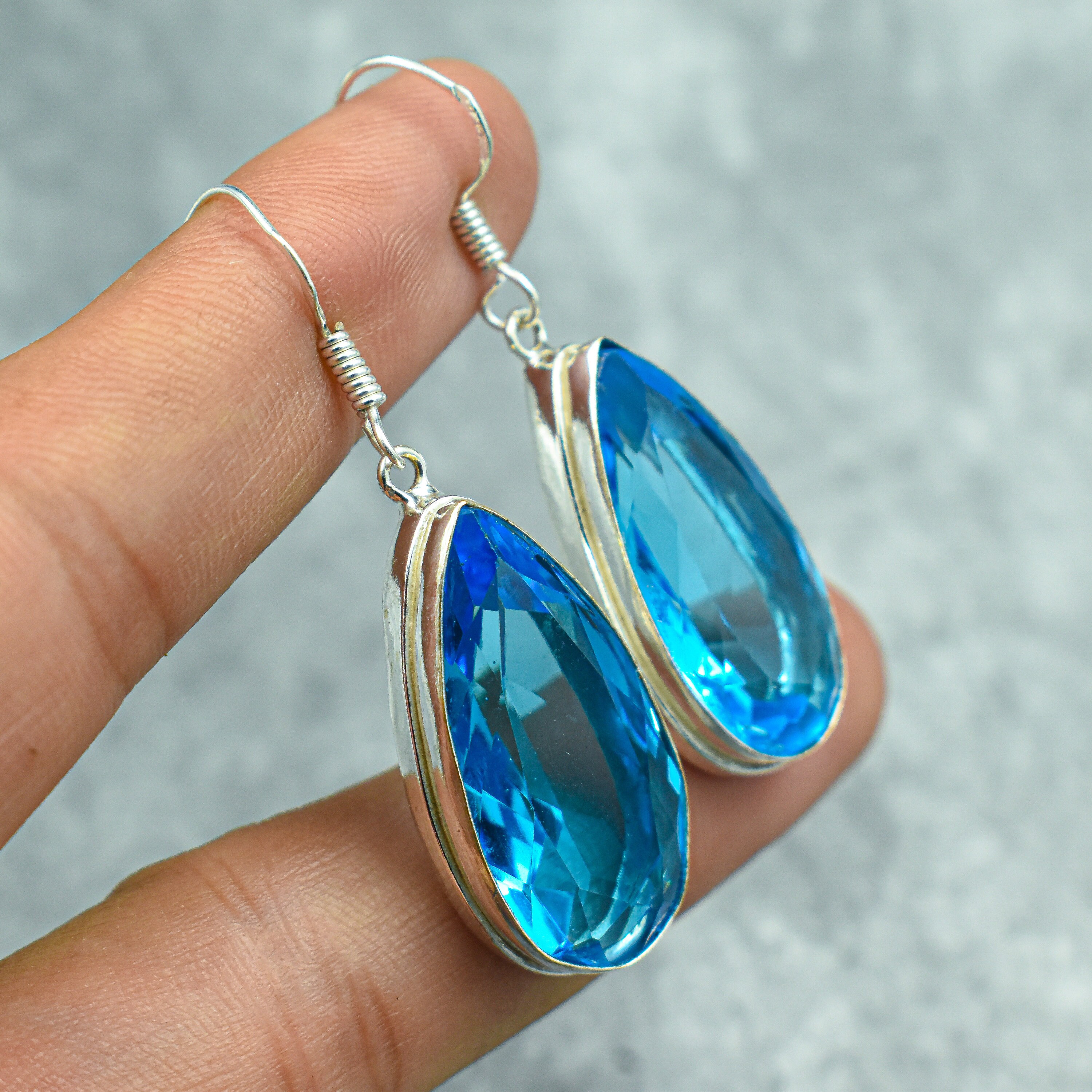 2.90 Carat Genuine Swiss Blue Topaz .925 Sterling Silver Earrings main image 0