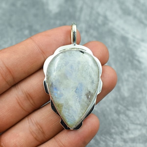 Rainbow Moonstone Pendant 925 Sterling Silver Pendant Rainbow Moonstone Gemstone Pendant Handmade Jewelry Moonstone Jewelry Gifts For Her