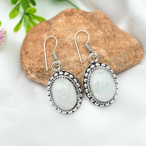 Moonstone Earrings 925 Sterling Silver Earrings Moonstone Gemstone Earrings Handmade Earrings Moonstone Jewelry Christmas Gifts For Her