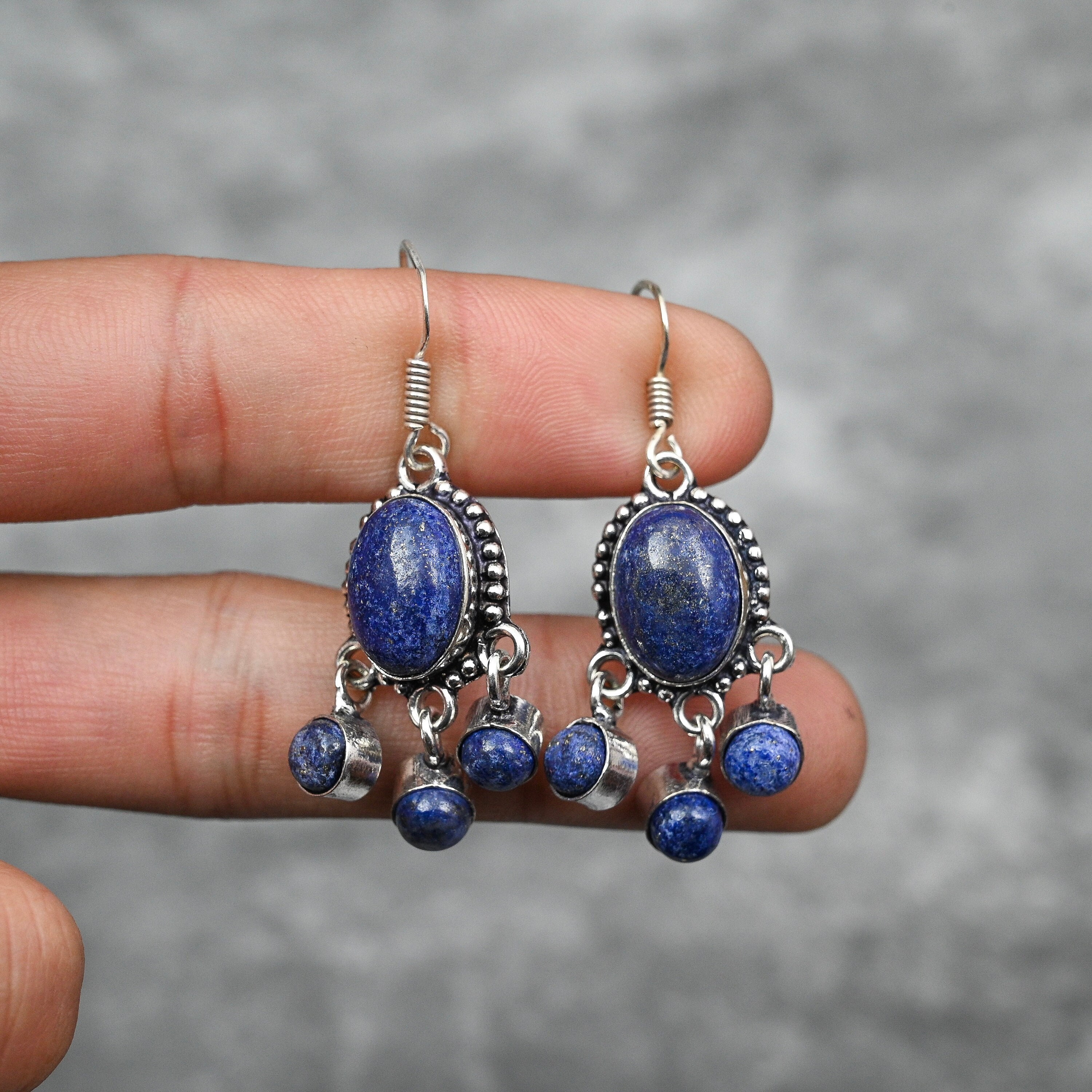 Lapis Lazuli Earrings 925 Sterling Silver Earrings Lapis Lazuli