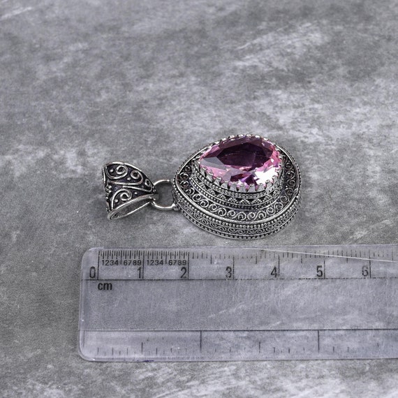 Collana Donna Con Ciondolo Kunzite Rosa E Topazio - Argento Placcato Platino