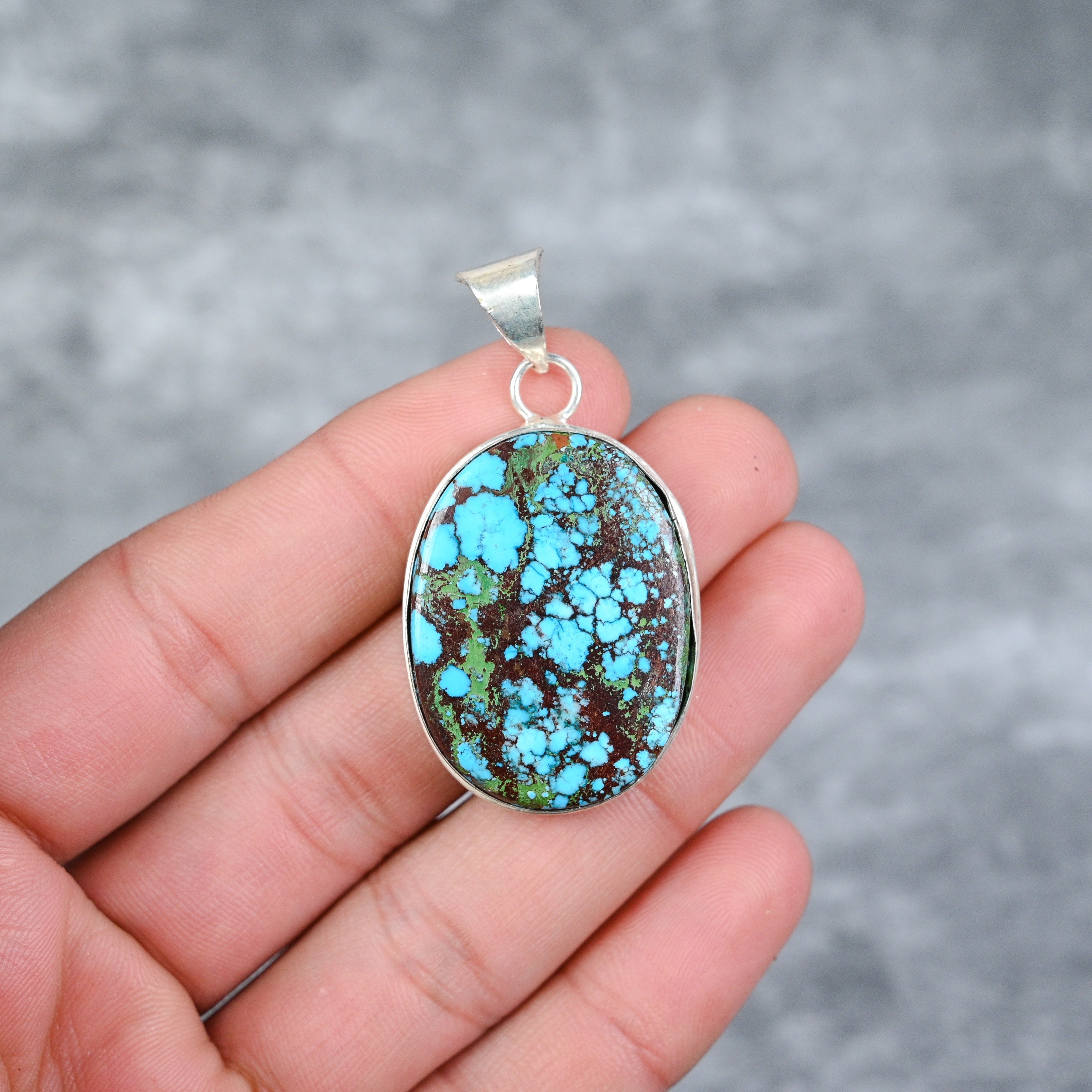 ターコイズペンダント 925 スターリングシルバーペンダント ターコイズ