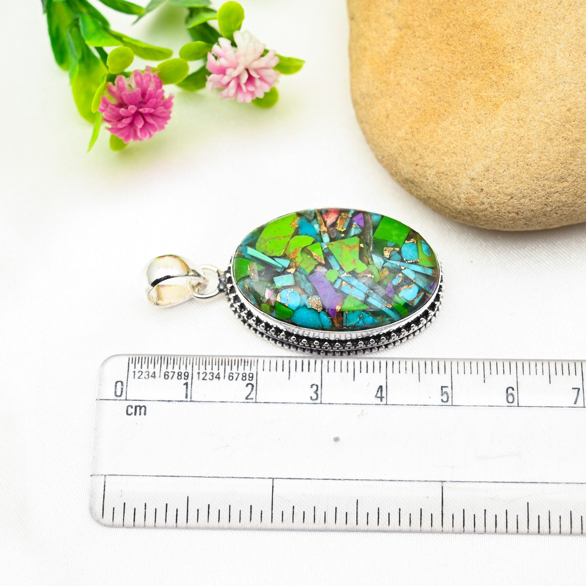 その他 TK Fiesta Kingman Turquoise Pendant 925 Sterling Silver Pendant