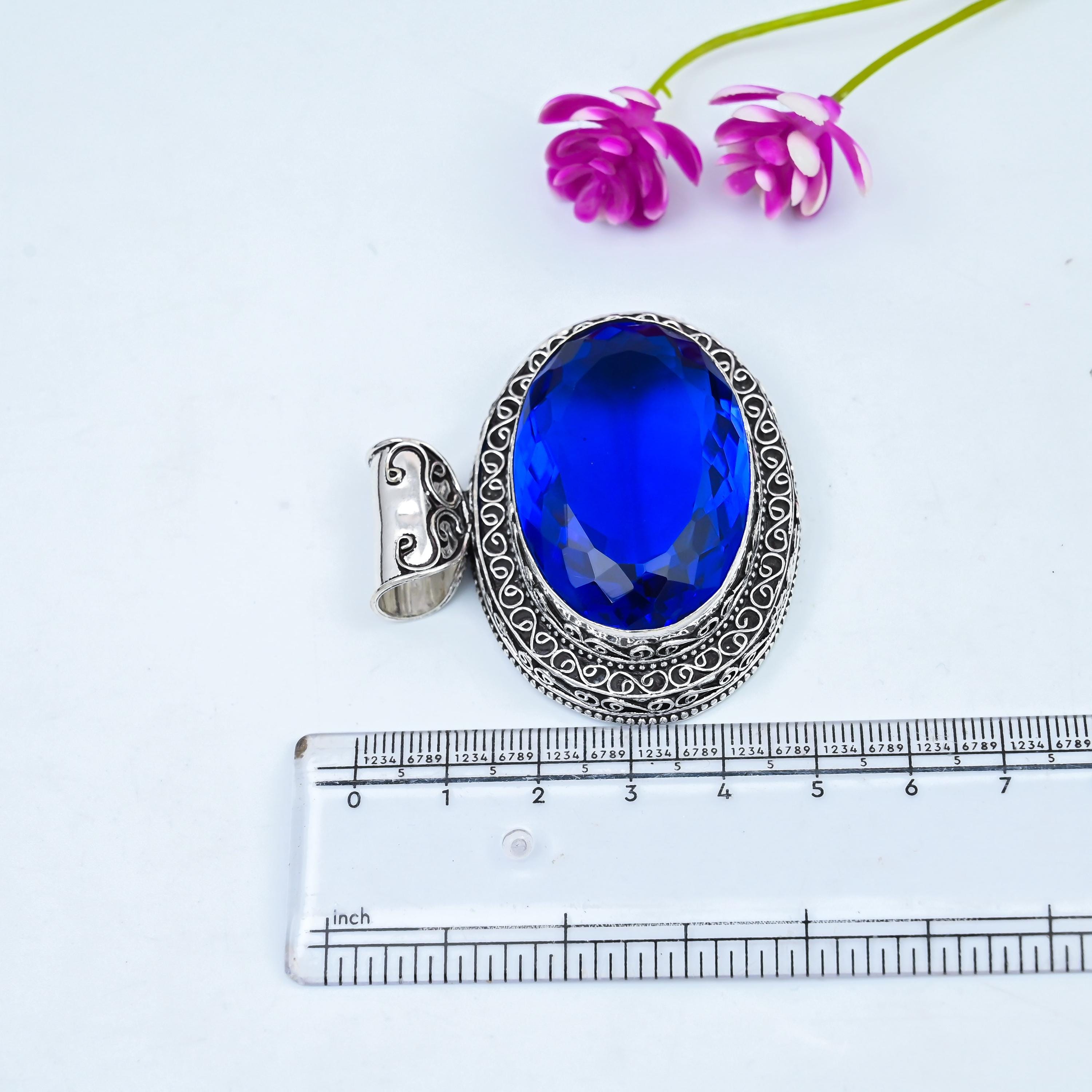 ブルーサファイアペンダント 925スターリングシルバーペンダント