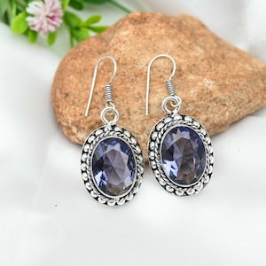 Boucles d&#39;oreilles en améthyste Boucles d&#39;oreilles en argent sterling 925 Boucles d&#39;oreilles en pierres précieuses améthyste Bijoux Boucles d&#39;oreilles faites main Bijoux en améthyste Cadeaux de Noël pour elle