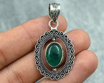 Green Aventurine Pendant 925 Sterling Silver Pendant Aventurine Gemstone Pendant Necklace Handmade Silver Aventurine Jewelry Gift For Her