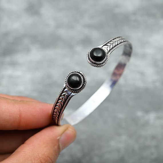 【AEKKI】Plata 2AA Matte Onyx Natural Stone Bracelet(約10mm) Hand Made Silver Bracelet 