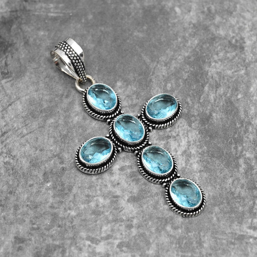 Swiss Blue Topaz Pendant 925 Sterling Silver Pendant Blue Topaz ...