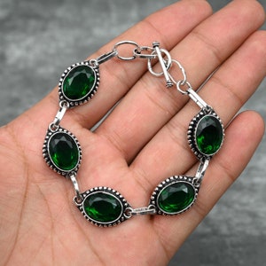 Chrome Diopside Bracelet 925 Sterling Silver Bracelet Handmade Bracelet Silver Jewelry Chrome Diopside Gemstone Christmas Gift For Her