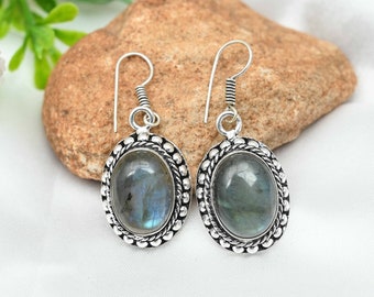 Labradorite Earrings 925 Sterling Silver Earrings Labradorite Gemstone Earrings Handmade Earrings Labradorite Jewelry Christmas Gift For Her