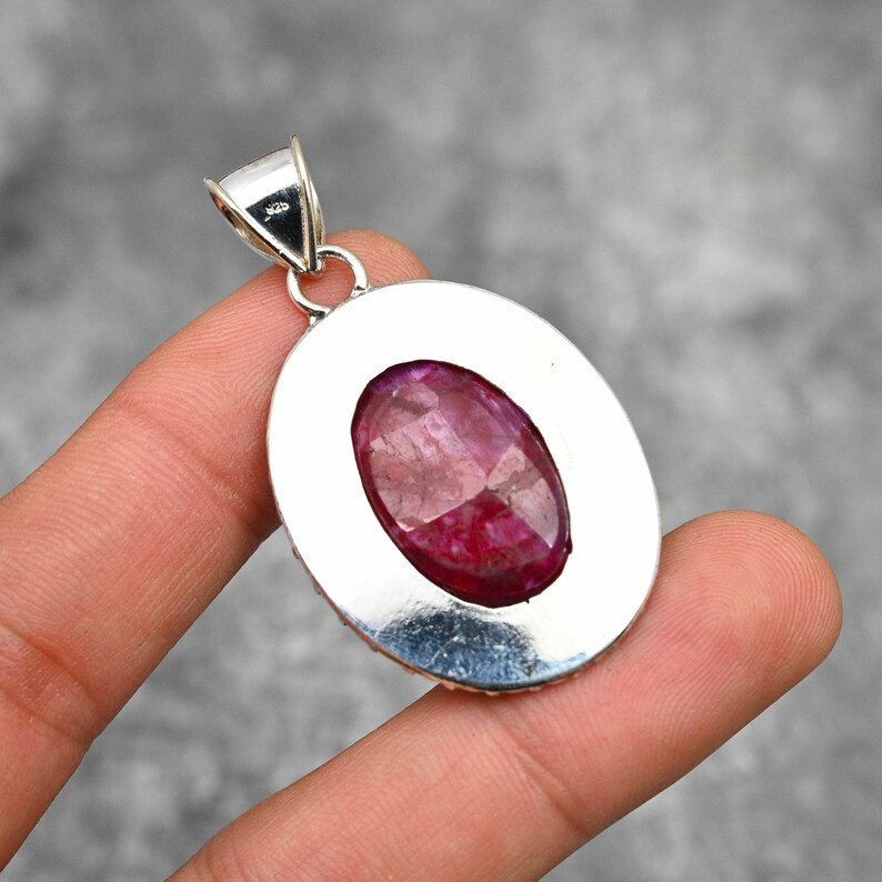 Kashmir Red Ruby Pendant 925 Sterling Silver Pendant Kashmir Red Ruby Gemstone Pendant Handmade Jewelry Ruby Jewelry Christmas Gift For Her image 4