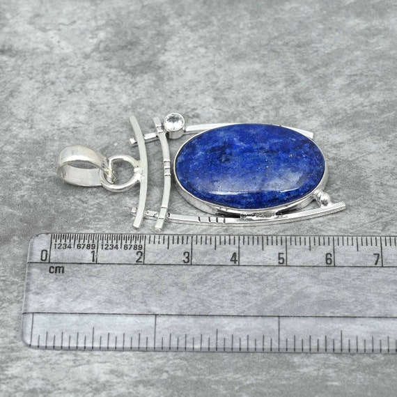Pendentif Fait Main Argent 925 & Lapis-lazuli Naturel - Bijou Artisanal - Neuf Sans Boîte