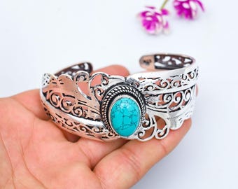 Turquoise Bangle 925 Sterling Silver Bangle Turquoise Bracelet