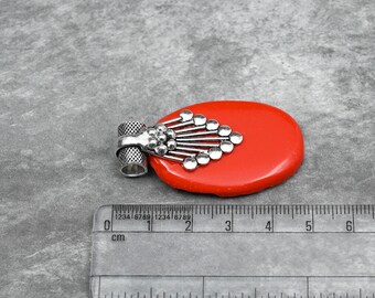 Red Coral Pendant 925 Sterling Silver Pendant Red Coral Gemstone