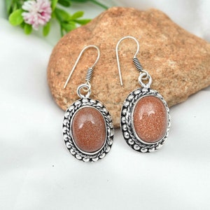 Golden Sunstone Earrings 925 Sterling Silver Earrings Sunstone Gemstone Earrings Handmade Earrings Sunstone Jewelry Christmas Gifts For Her